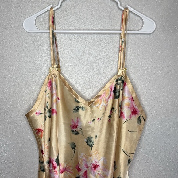 Delicates Cream Floral Satin Mini Nightgown Slip Dress Size Large - Picture 3 of 6